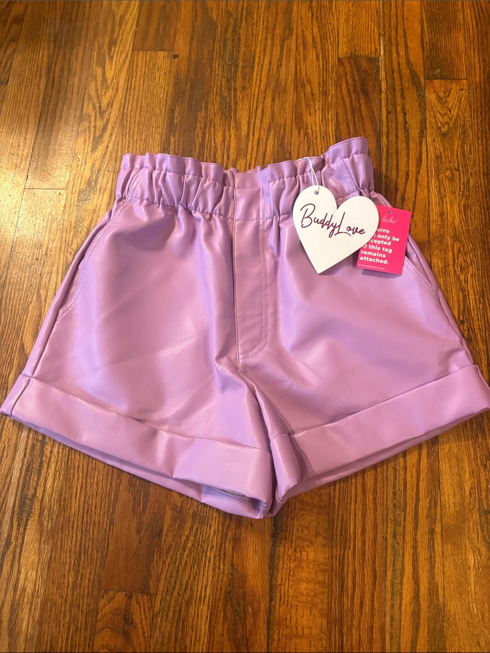 🎉NWT! Buddy Love Purple Peyton Leather Shorts with Cuffed Hem!